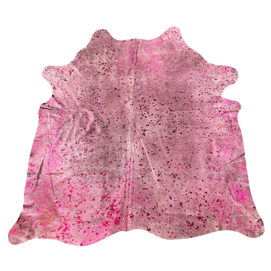 Pink Metallic Cowhide Rug Size: 7.2x6.5 feet D-520