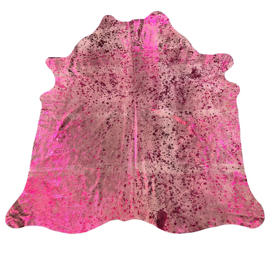 Pink Metallic Cowhide Rug Size: 8x6.5 feet D-521