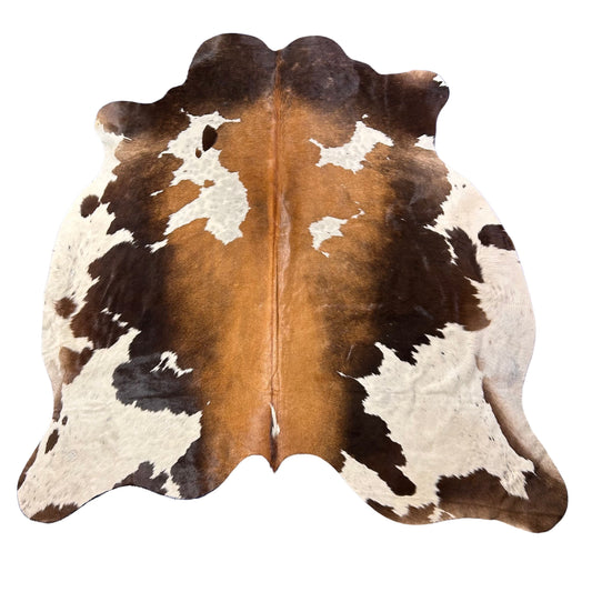 Brown & White Cowhide Rug (patches) Size: 6.5x5.5 feet D-523