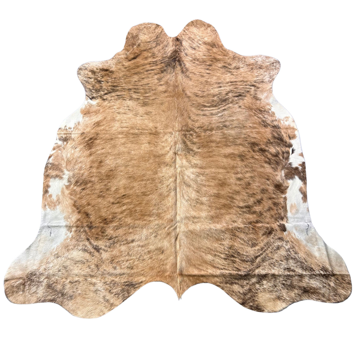 Medium Brindle Cowhide Rug with White Belly Size: 7.2x7 feet D-531