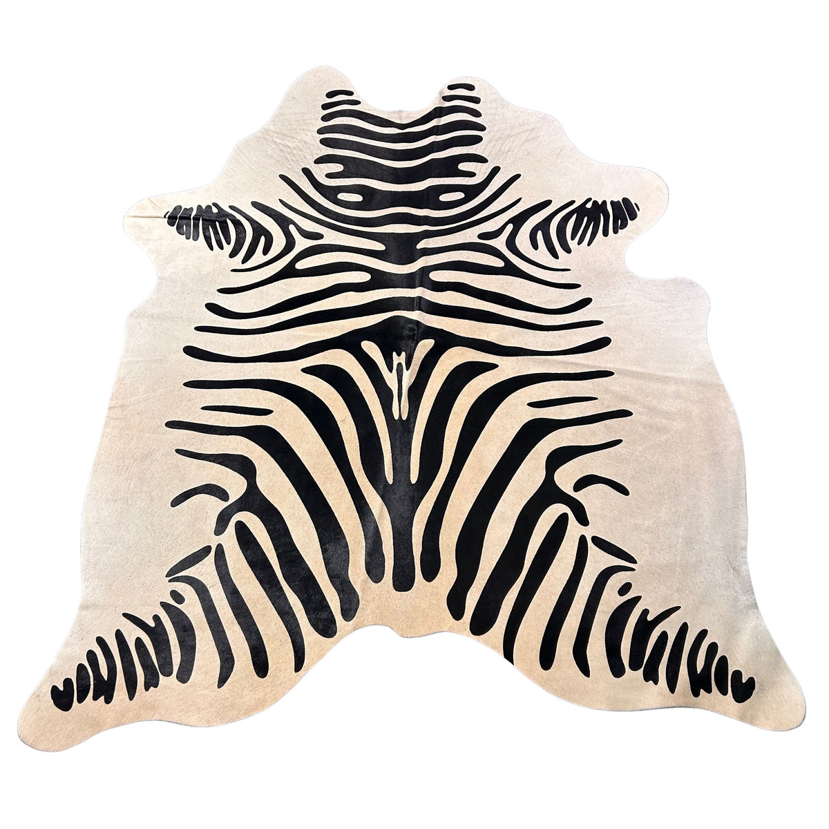 Small Zebra Printed Cowhide Rug (background is light beige) Size: 6x6 feet D-546