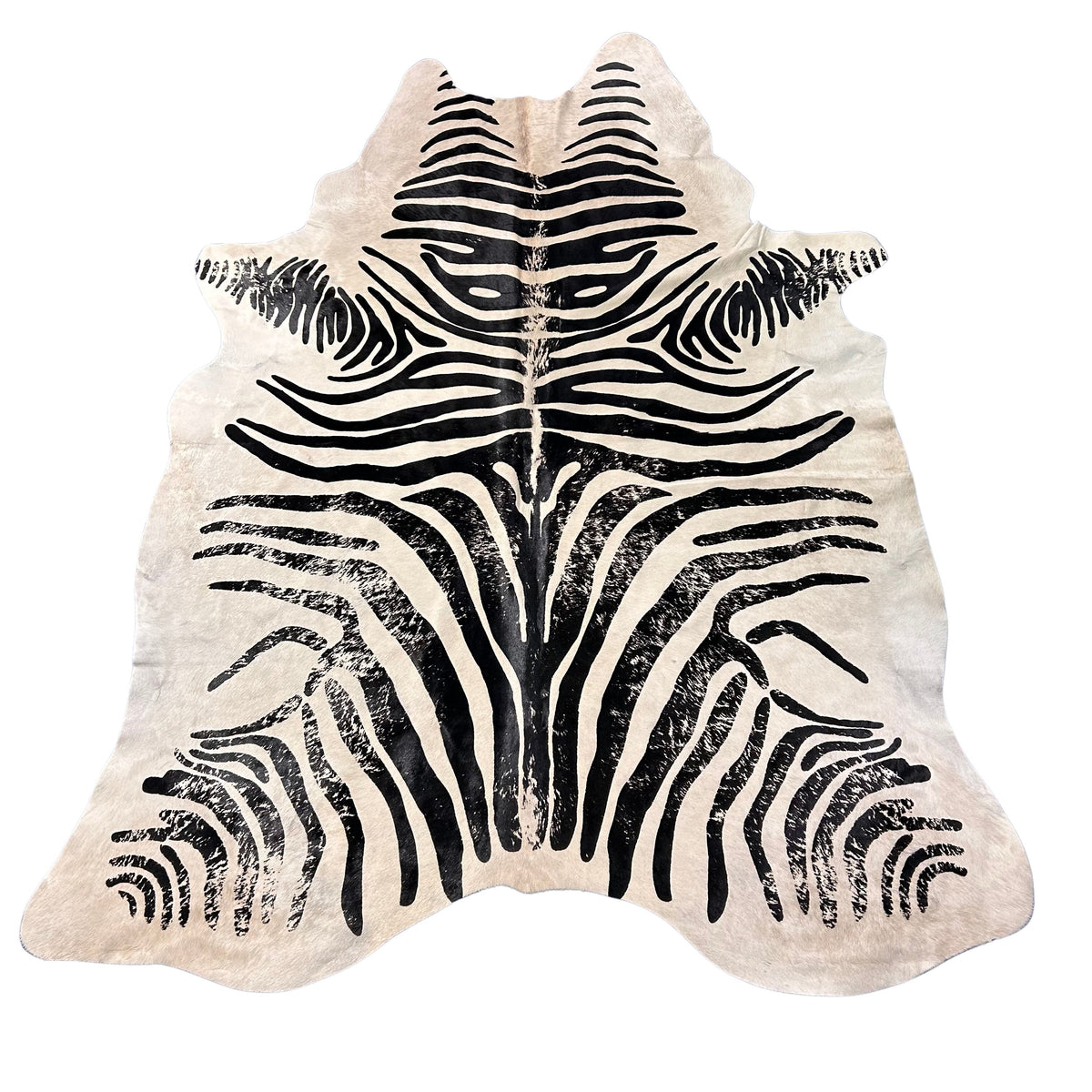 Vintage Zebra Print Cowhide Rug Size: 7.7x7 feet D-583