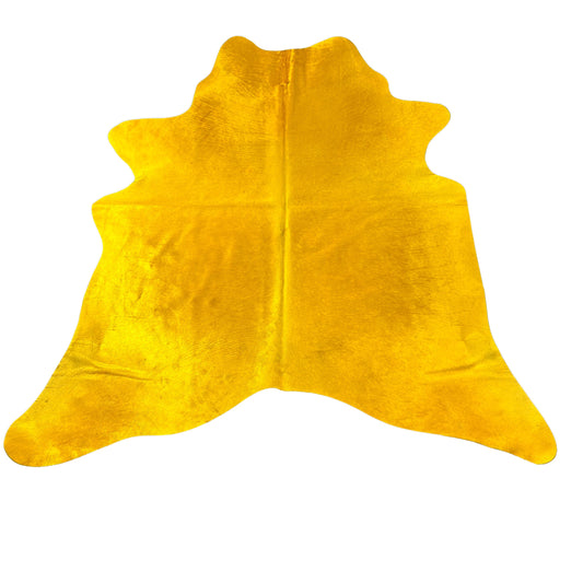 Dyed Yellow Cowhide Rug Size: 6x6.5 feet D-584