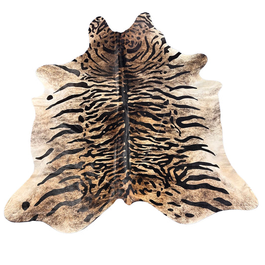 Siberian Tiger Cowhide Rug Size: 7x6.5 feet D-591