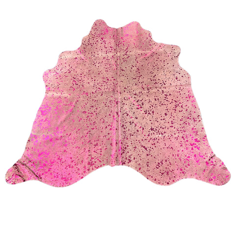 Pink Metallic Cowhide Rug Size: 6.7x7 feet D-593