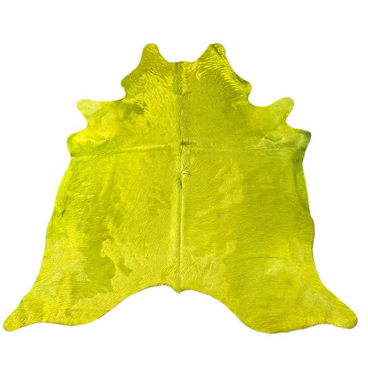 Gorgeous Dyed Lime Green Cowhide Rug Size: 8x7 feet D-598