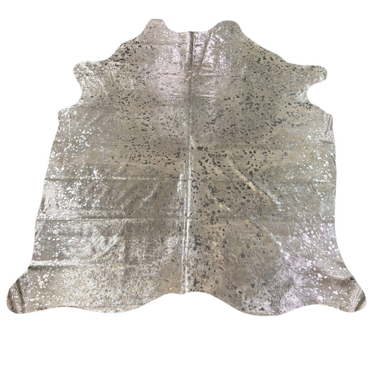 Silver Metallic Cowhide Rug Size: 7x6.5 feet D-602