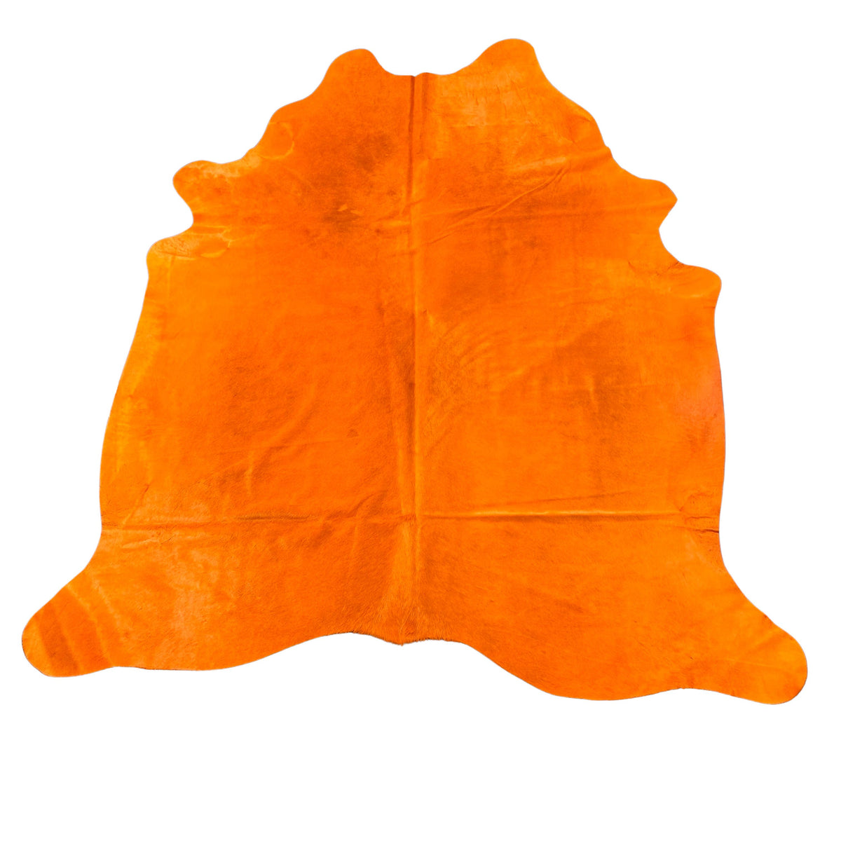 Tapis en peau de vache teint en orange (quelques cicatrices et taches) Taille : 8x7 pieds D-637