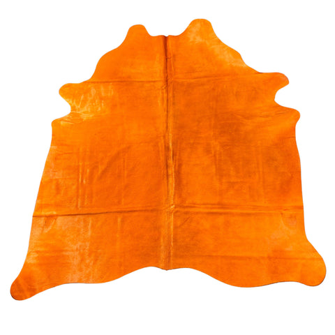 Tapis en peau de vache teinté en orange (1 pièce au milieu) Taille : 7x6 pieds D-639