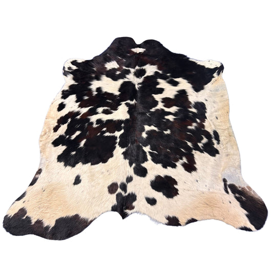 Tricolor Cowhide Rug (mainly dark tones) Size: 6x6 feet D-648