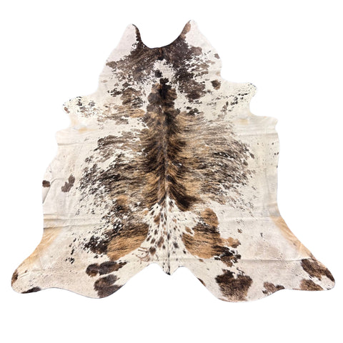 Gorgeous Tricolor Brindle Cowhide Rug Size: 7.7x6.2 feet D-655