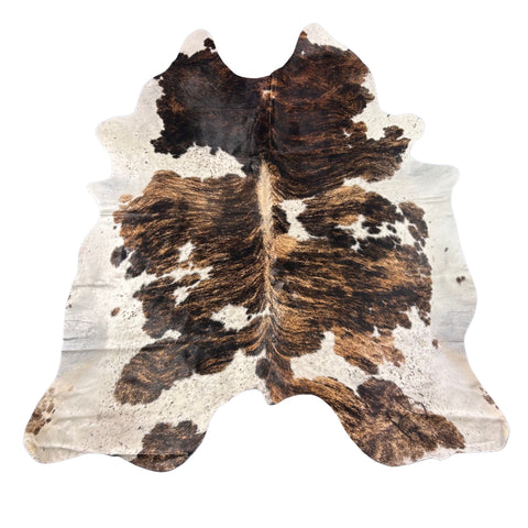 Gorgeous Dark Brindle Tricolor Cowhide Rug Size: 8.2x7 feet D-664