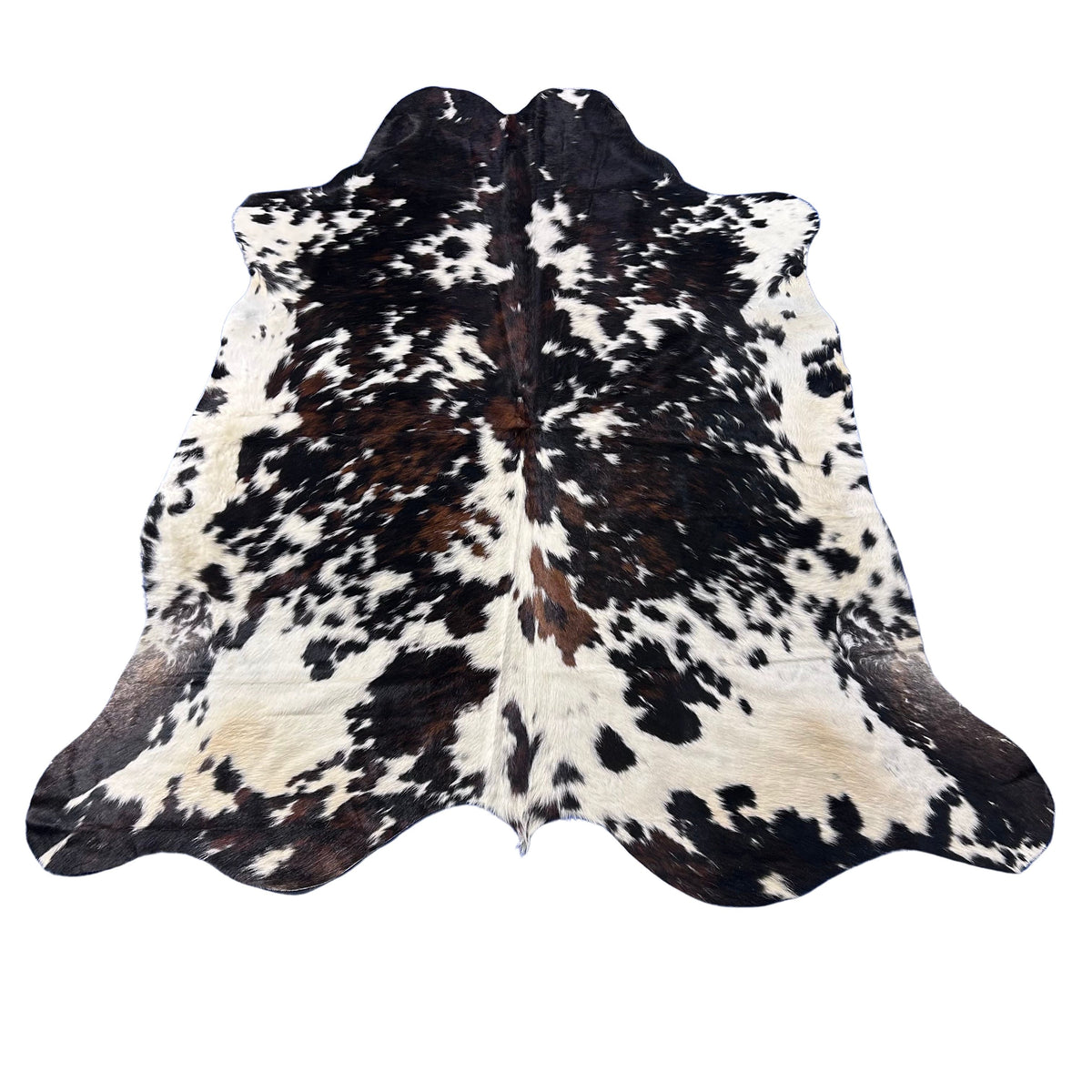 Nice Tricolor Cowhide Rug Size: 7x7 feet D-717