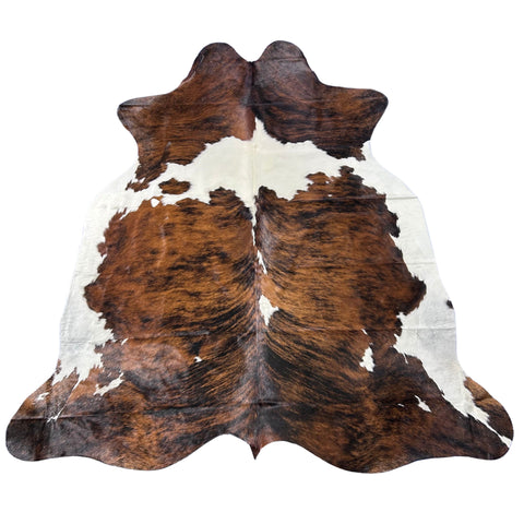 Tricolor Cowhide Rug (patches) Size: 7.5x6.7 feet D-719