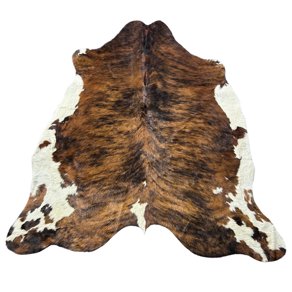 Tricolor Cowhide Rug (predominantly dark brown) Size: 6x6 feet D-724