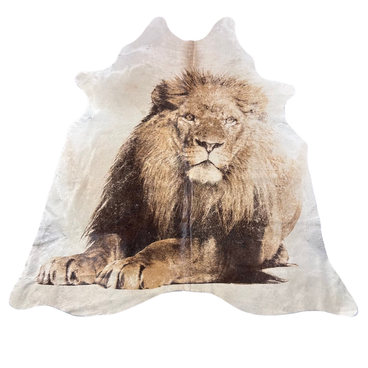 Lion Print Cowhide Rug Size: 7.5x6.5 feet D-768