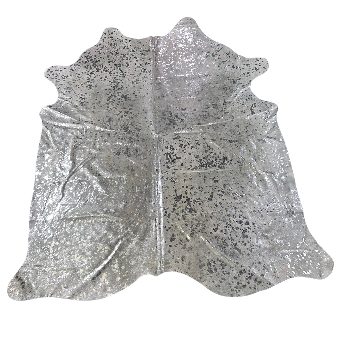 Silver Metallic Cowhide Rug (1 stitch) Size: 8x6.5 feet D-778