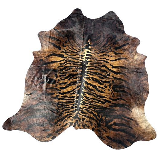 Tiger Print Cowhide Rug D-793