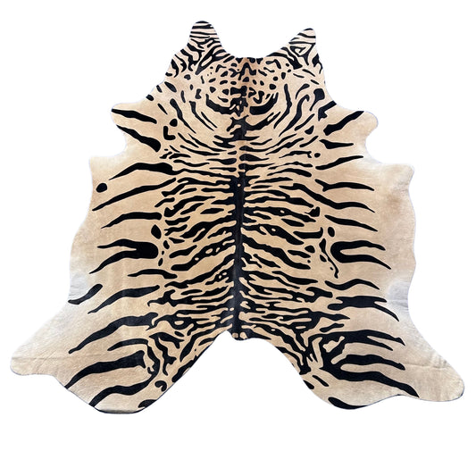 Tiger Print Cowhide Rug D-838