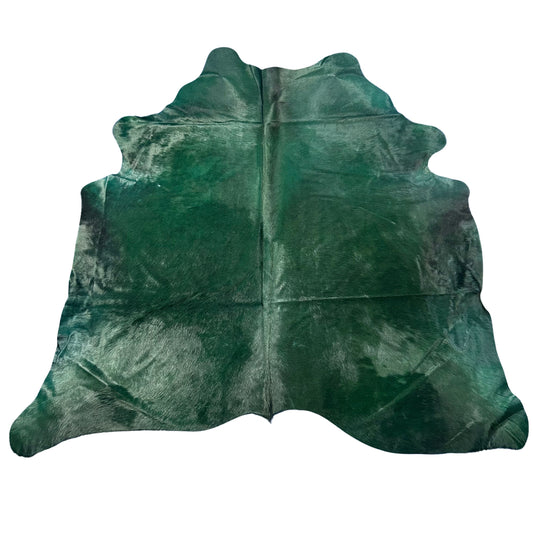 Dyed Emerald Green Cowhide Rug Size: 7x7 feet D-846
