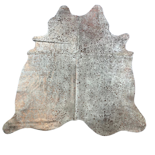 Bronze Metallic Acid Washed Cowhide Rug Size: 7.2x6.2 feet D-880