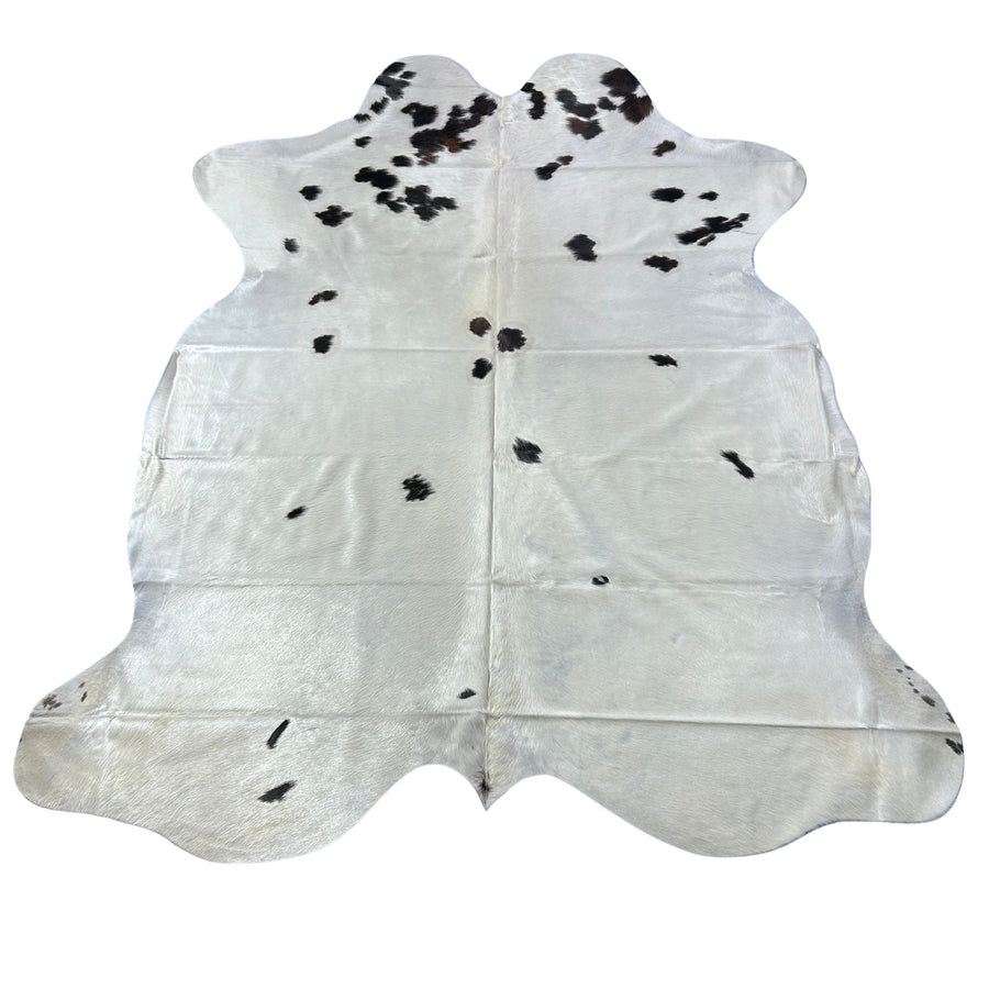 Black and White Cowhide Rug with Very Light White Background Size: 8x7 feet D-885
