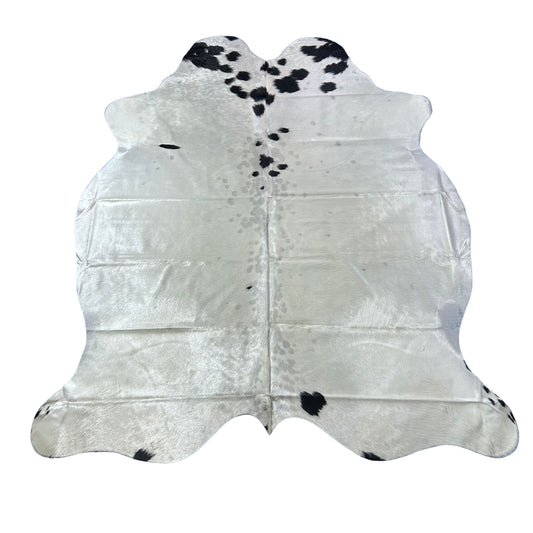 Black and White Cowhide Rug with Very Light White Background D-886