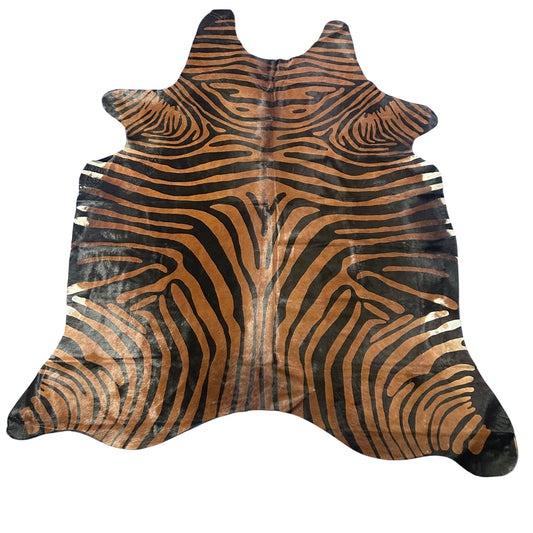 Reverse Zebra Cowhide Rug Size: 7.7x6.5 feet D-888