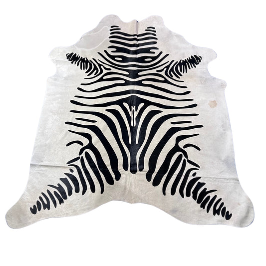 Zebra Print Cowhide Rug Size: 7x6.2 feet D-893