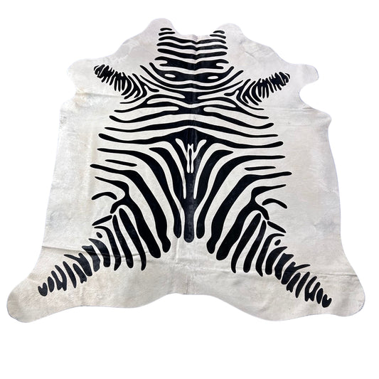 Zebra Print Cowhide Rug Size: 7x6.2 feet D-894