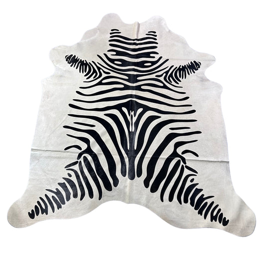 Zebra Print Cowhide Rug Size: 7.2x6.5 feet D-895