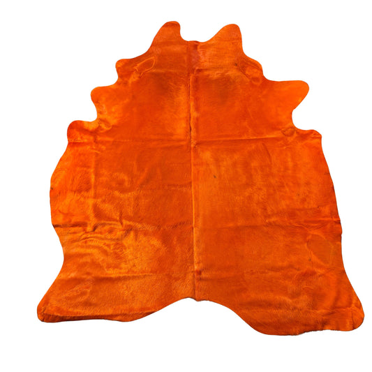 Dyed Orange Cowhide Rug Size: 7.2x6 feet D-898