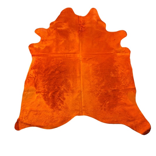 Dyed Orange Cowhide Rug Size: 7x6 feet D-900