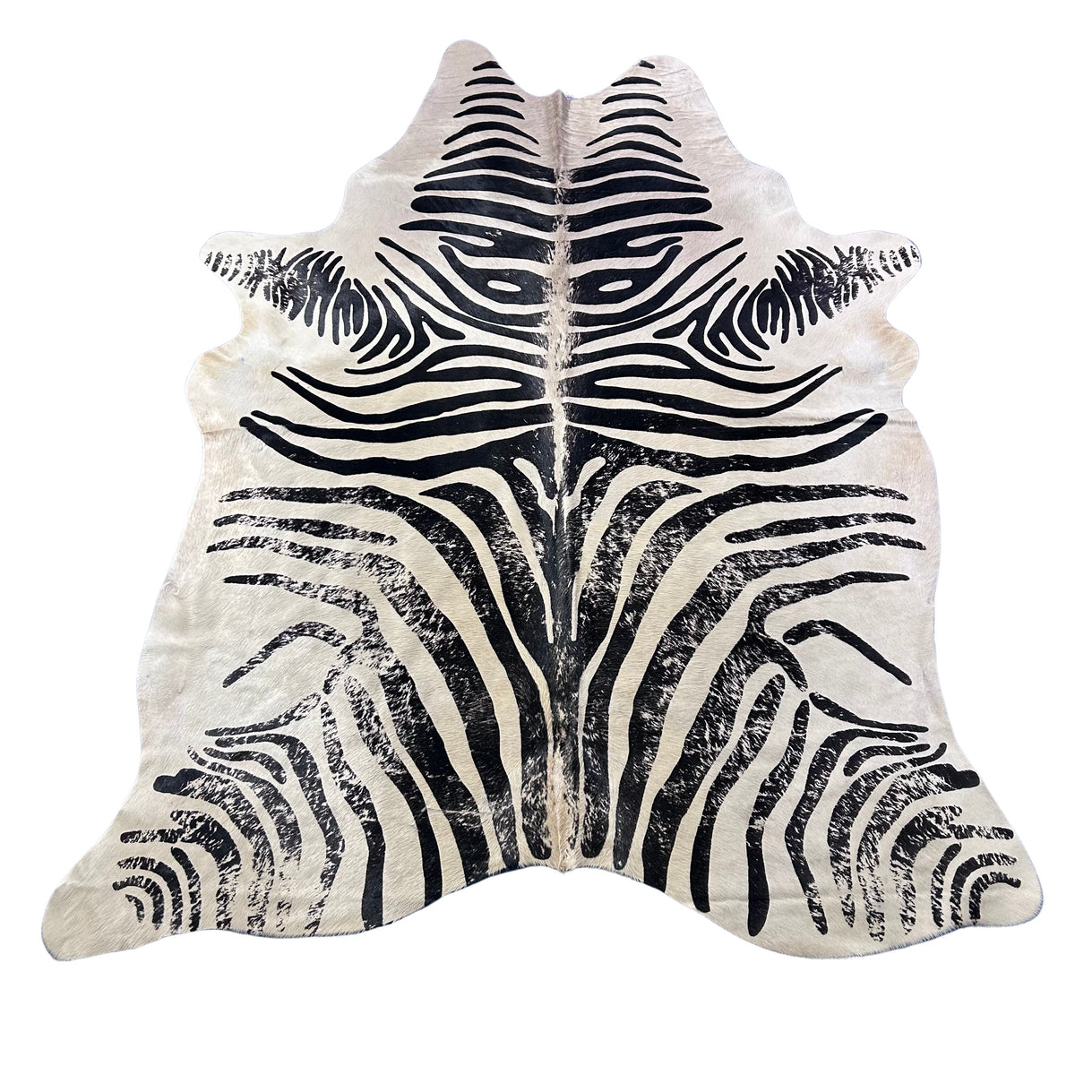 Distressed Zebra Print Cowhide Rug Size: 7.2x6 feet D-916