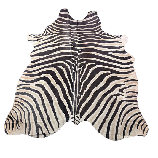 Genuine Zebra Print Cowhide Rug Size: 7.5x5.7 feet D-922