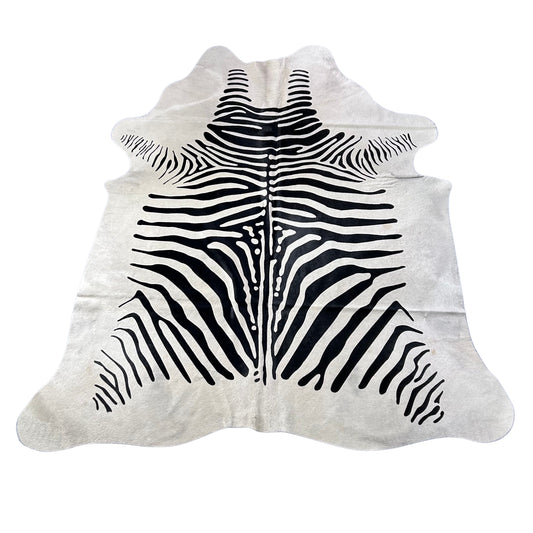 Africa Zebra Print Cowhide Rug (very nice quality) Size: 7.2x6.7 feet D-949