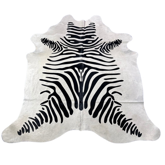 Zebra Cowhide Rug Size: 7.2x6.7 feet D-951