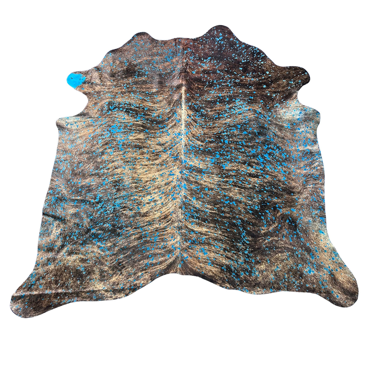 Dark Brindle Turquoise Acid Washed Cowhide Rug Size: 7x7 feet D-996