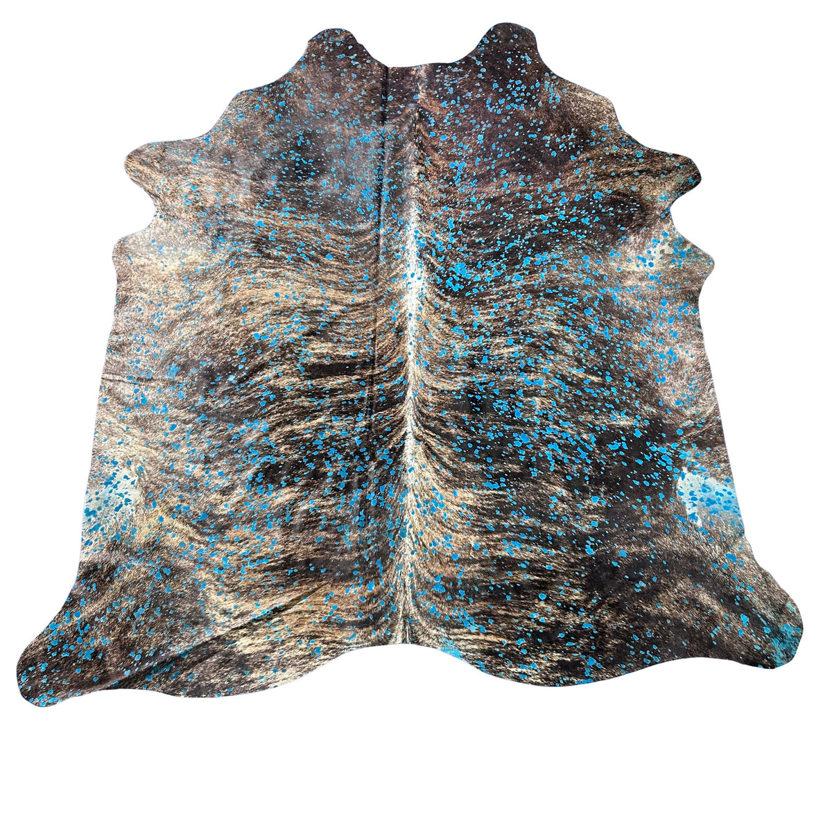 Dark Brindle Turquoise Acid Washed Cowhide Rug Size: 8x7.5 feet D-997