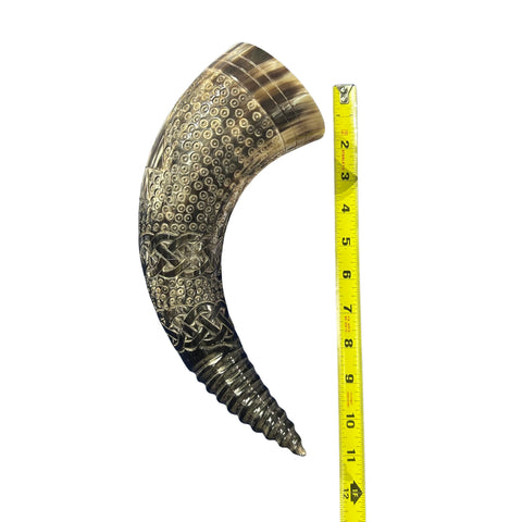 Viking Drinking Horn - Viking Warrior Scrimshaw Drinking Horn - Viking Drinking Cup - Ox Horn mug with Viking Design