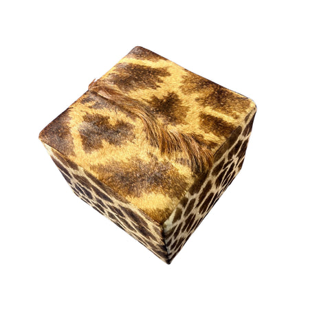 Real Giraffe Skin Ottoman Cube 20 H X 21 X 19H" Giraffe Skin Hair-on Ottoman #10