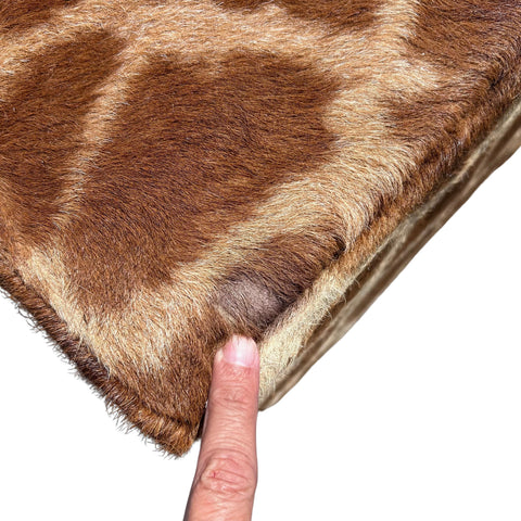 Real Giraffe Skin Ottoman Cube 20 H X 20 X 23H" Giraffe Skin Hair-on Ottoman