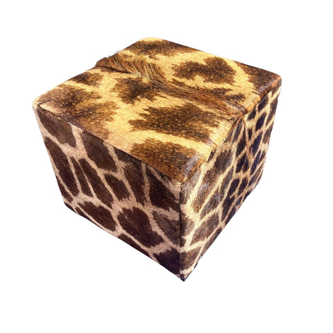 Real Giraffe Skin Ottoman Cube 20 H X 21 X 19H" Giraffe Skin Hair-on Ottoman #10
