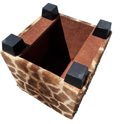 Real Giraffe Skin Ottoman Cube 20 H X 20 X 23H" Giraffe Skin Hair-on Ottoman