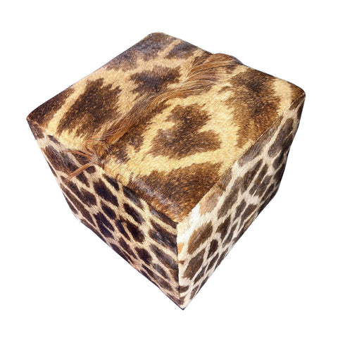 Real Giraffe Skin Ottoman Cube 20 H X 21 X 19H" Giraffe Skin Hair-on Ottoman #10