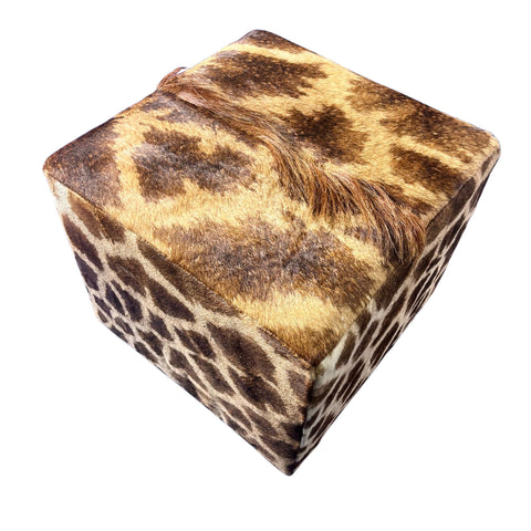 Real Giraffe Skin Ottoman Cube 20 H X 21 X 19H" Giraffe Skin Hair-on Ottoman #10