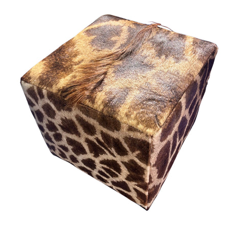 Real Giraffe Skin Ottoman Cube 20 H X 21 X 19H" Giraffe Skin Hair-on Ottoman #10