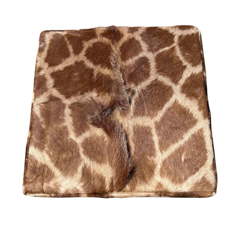 Real Giraffe Skin Ottoman Cube 20 H X 20 X 23H" Giraffe Skin Hair-on Ottoman