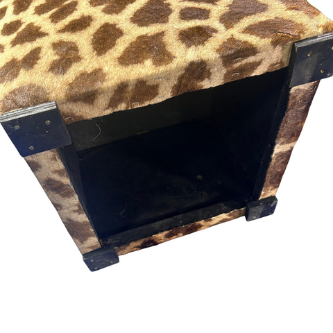 Real Giraffe Skin Ottoman Cube 20 H X 21 X 19H" Giraffe Skin Hair-on Ottoman #10