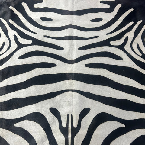 Reverse Zebra Cowhide Rug Size: 7x6 feet Z-310